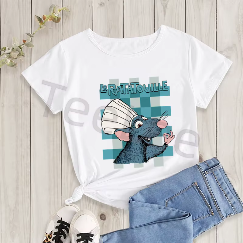 T-shirt Ratatouille pour femmes, vêtements imprimés, tout le monde peut cuisiner, vêtements graphiqu