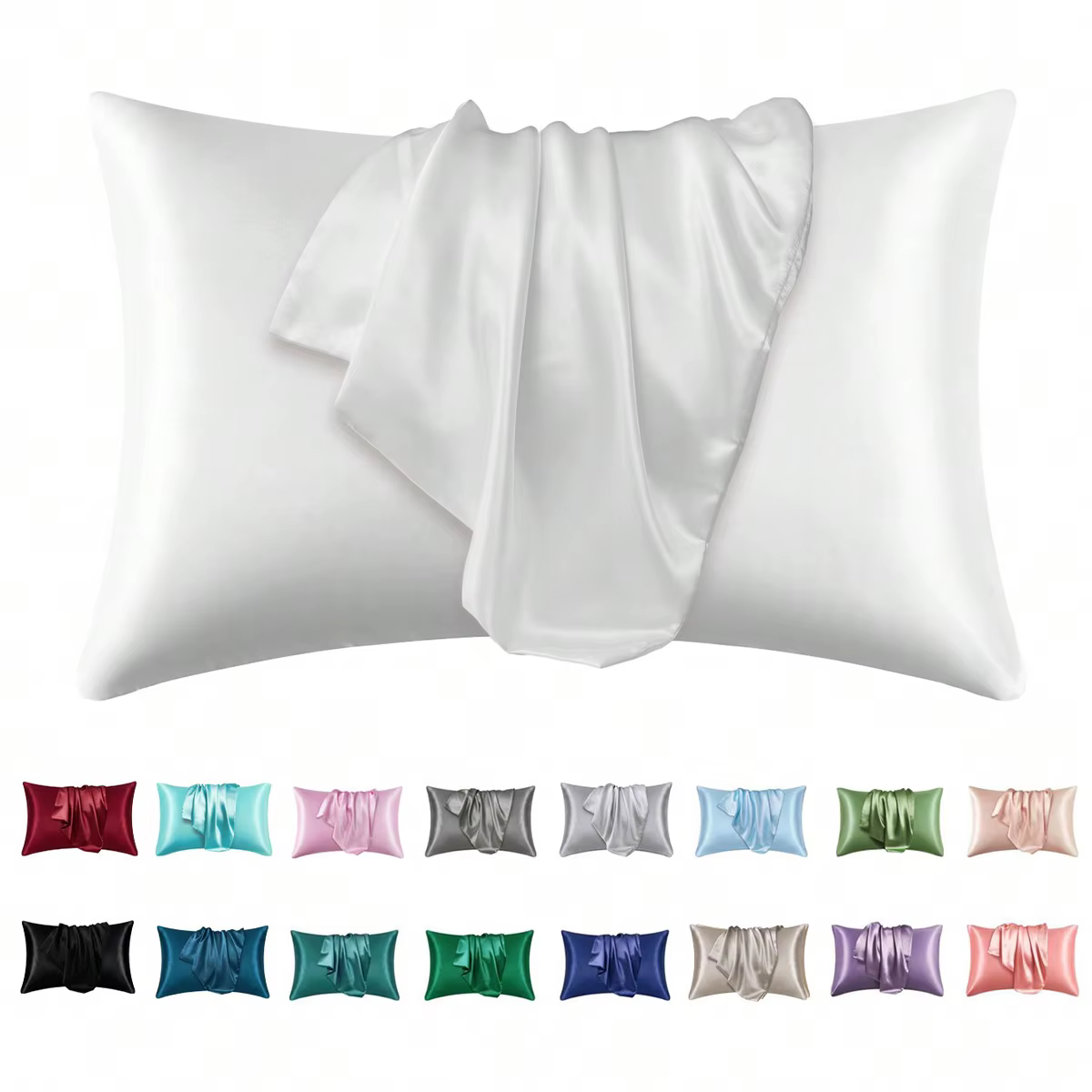 Ensemble de taies d'oreiller en satin pour cheveux et peau, housse de coussin soyeuse avec fermeture