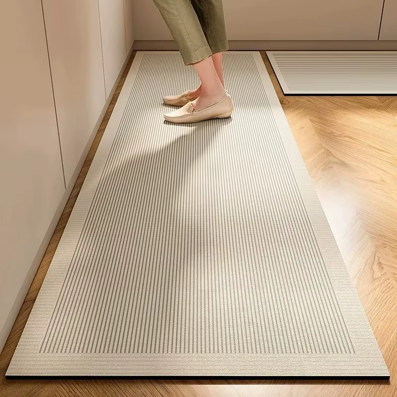 Tapis de cuisine en PVC imperméable, antidérapant, en cuir, résistant à l'huile, long tapis de sol, 