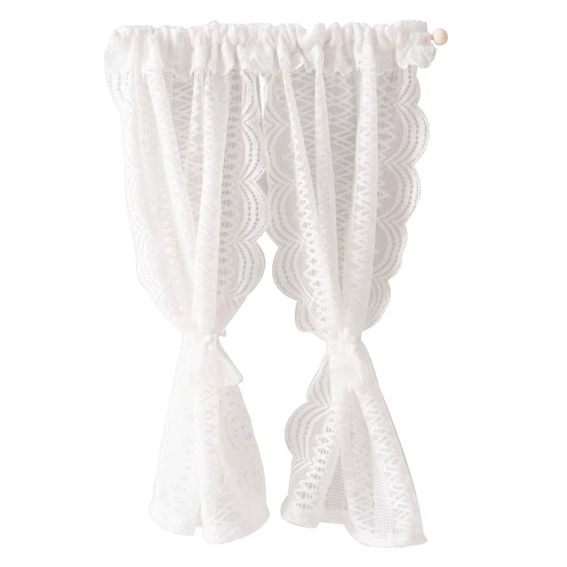 Rideau Miniature en dentelle, échelle 1/12, pour maison de poupée, meubles de chambre à coucher, jou