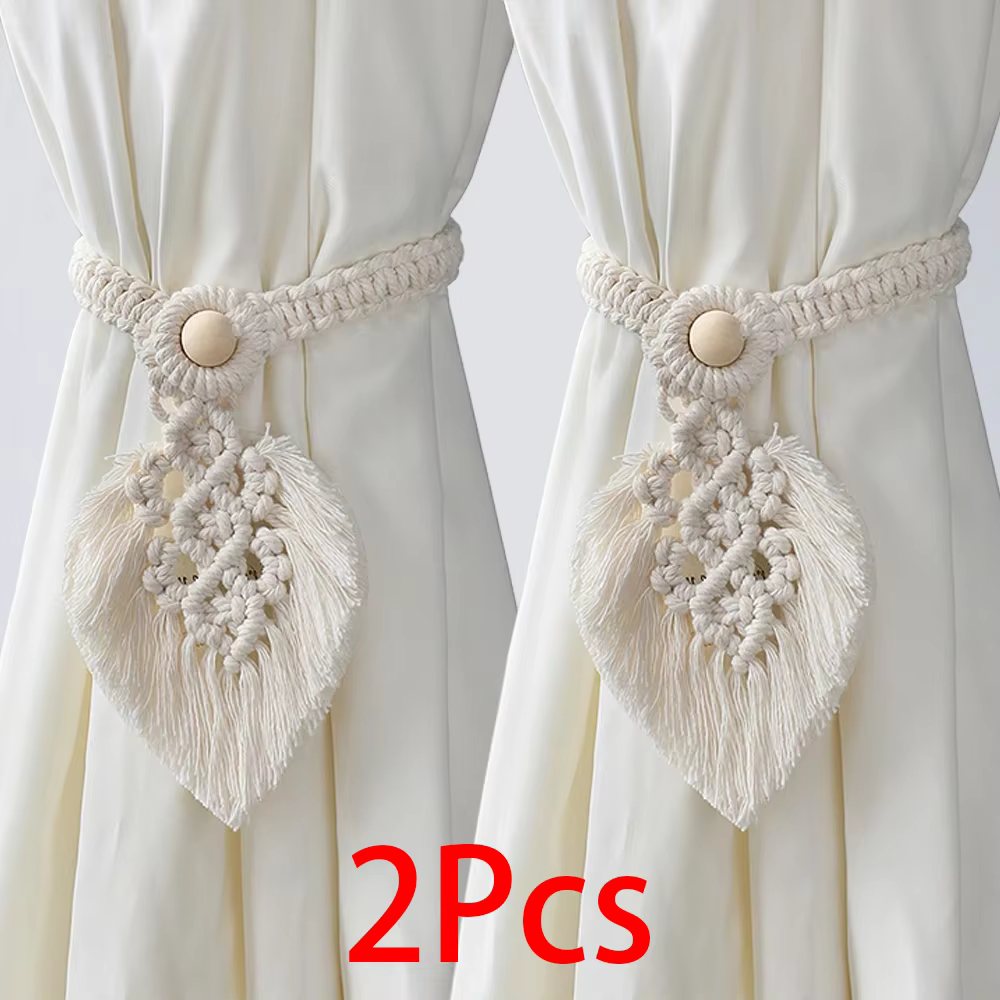 Embrasses de rideaux en macramé, 2 paquets, rideaux décoratifs avec attaches de fenêtre en perles, d