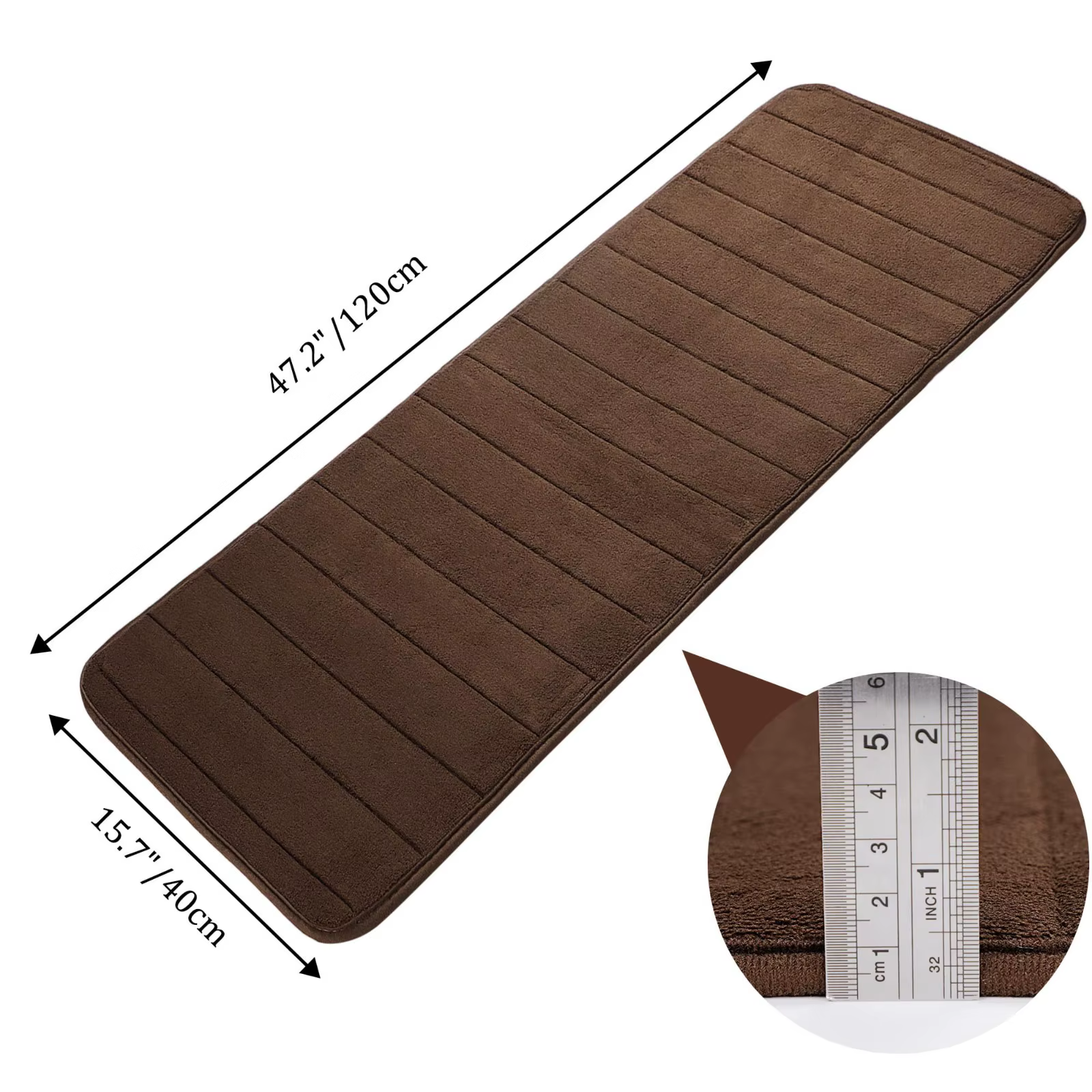 Tapis de salle de bain rectangulaire absorbant 40*120cm, tapis de salle de bain long rayé absorbant 