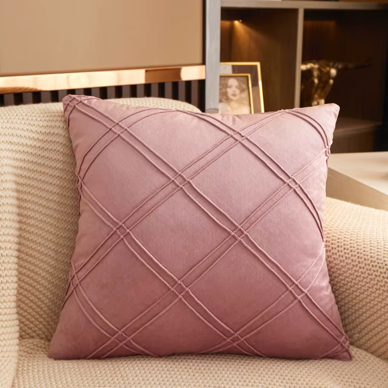 Housse de coussin en velours néerlandais faite à la main, ultra douce, rose, taie d'oreiller décorat