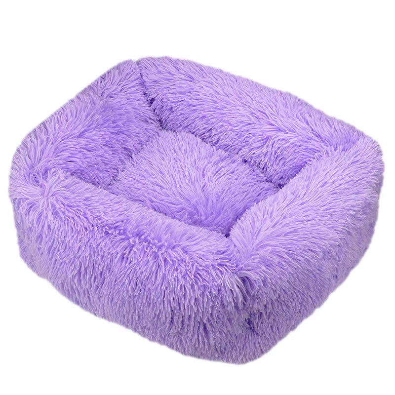 Lit de luxe pour chien, carré, Long tapis en peluche, fournitures pour petits, moyens et grands chie
