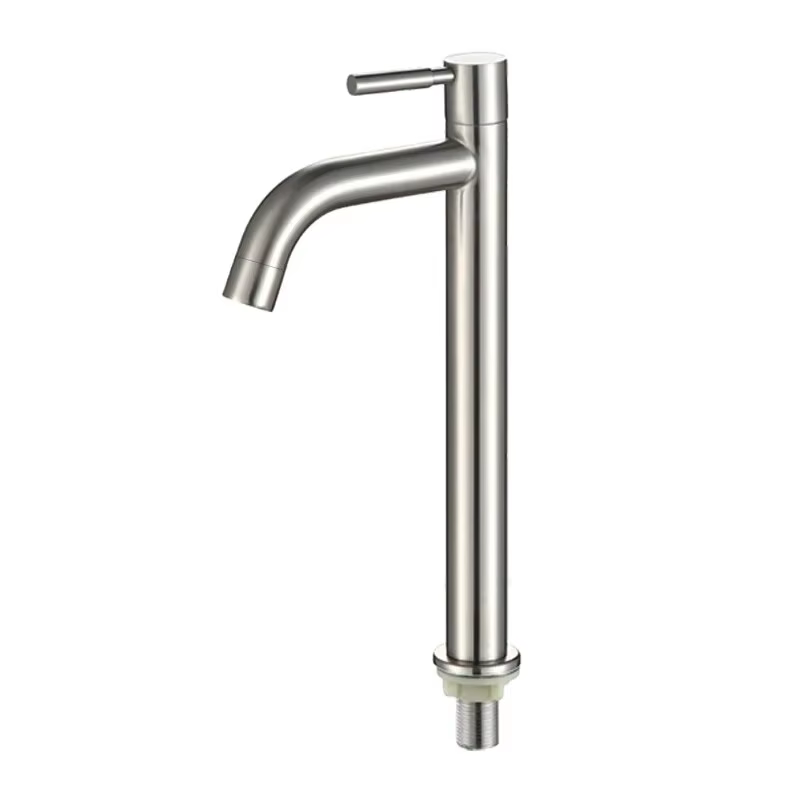 Robinet d'évier de cuisine froide simple en acier inoxydable, ouverture rapide, robinet de comptoir 
