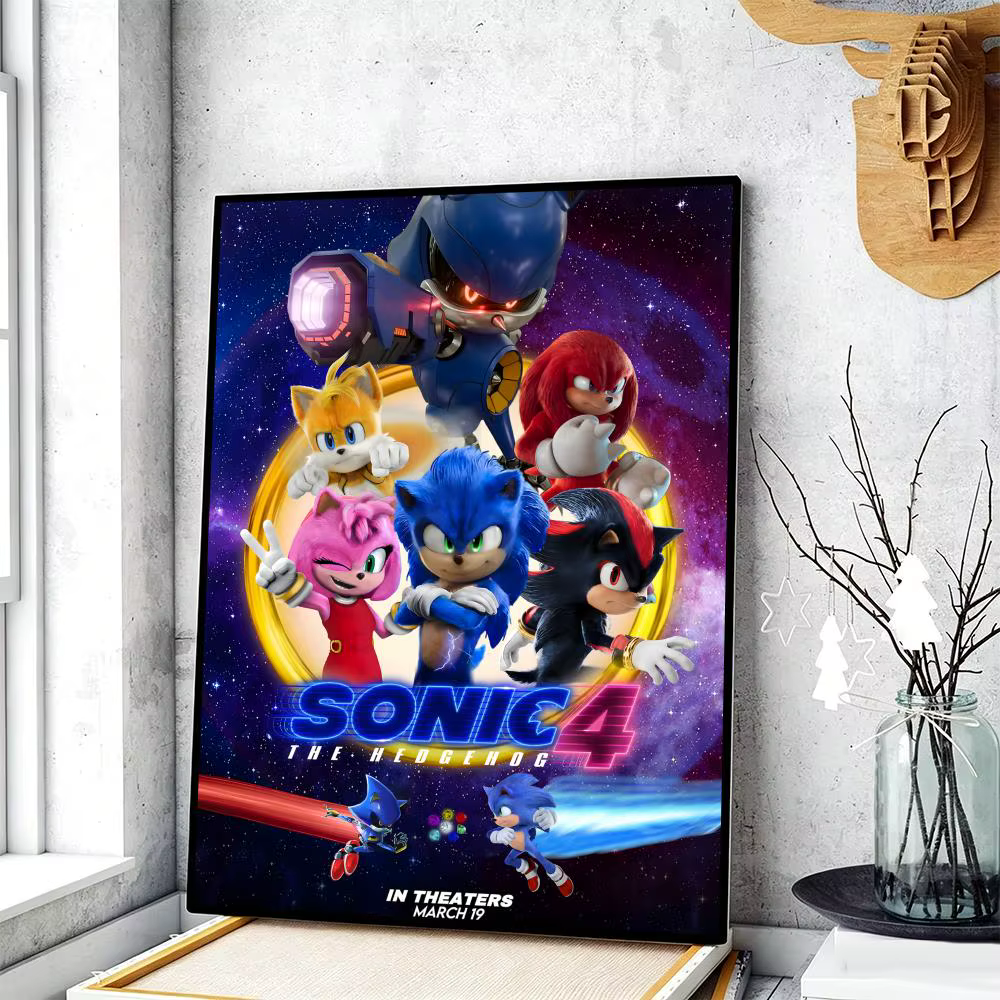 Affiche du jeu Sonic, peintures décoratives, tentures murales pour bureau, salon, maison personnalis