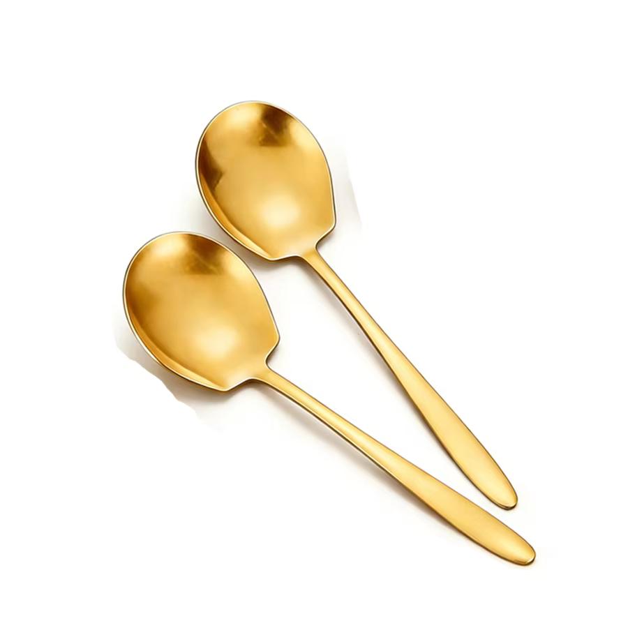 2/4/6 cuillères de service en acier inoxydable à têtes rondes, grandes cuillères et louches à soupe 