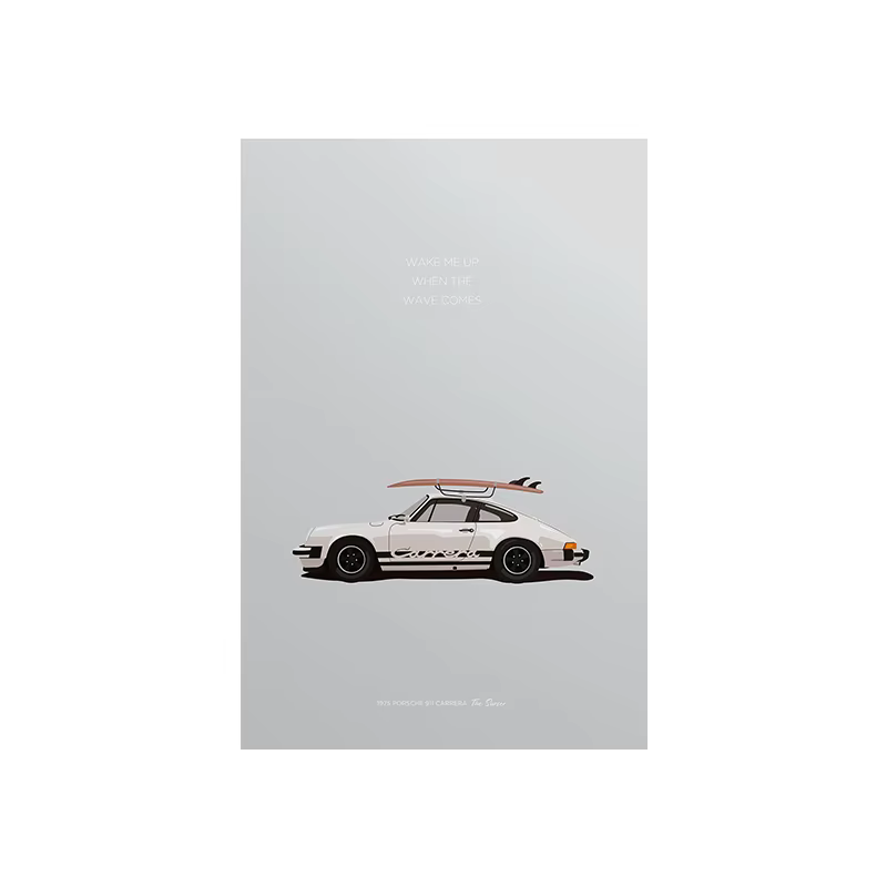 Affiche de voyage de voiture de sport de luxe, impression rétro, planche de surf de course, peinture