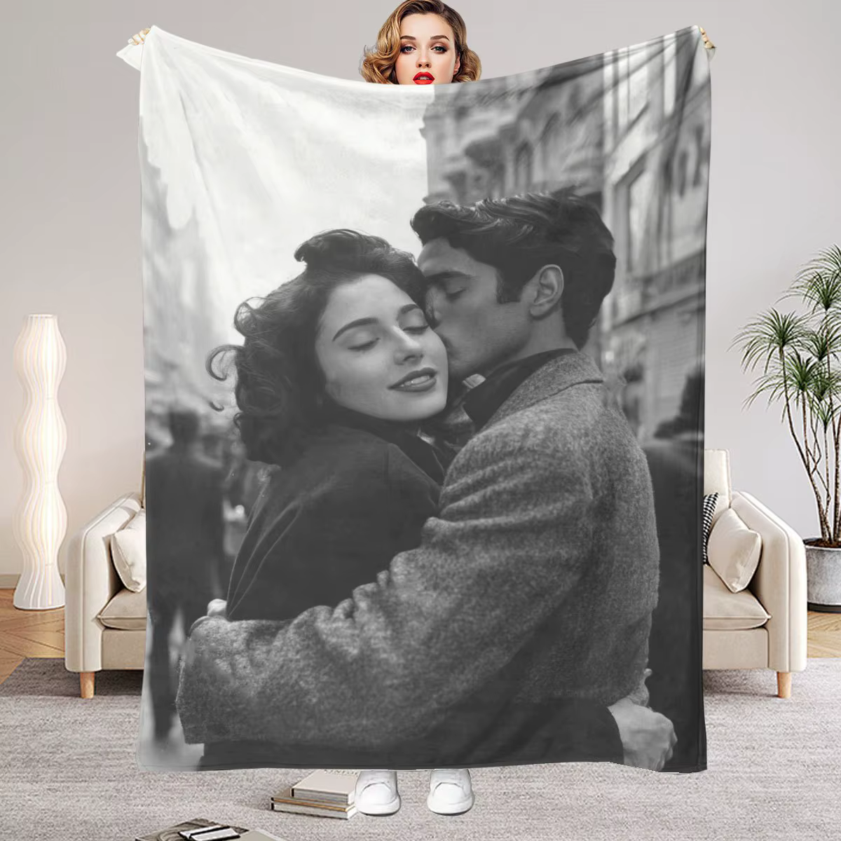 1 couverture personnalisée avec photo DIY pour votre proche - Couverture en flanelle avec photo pers