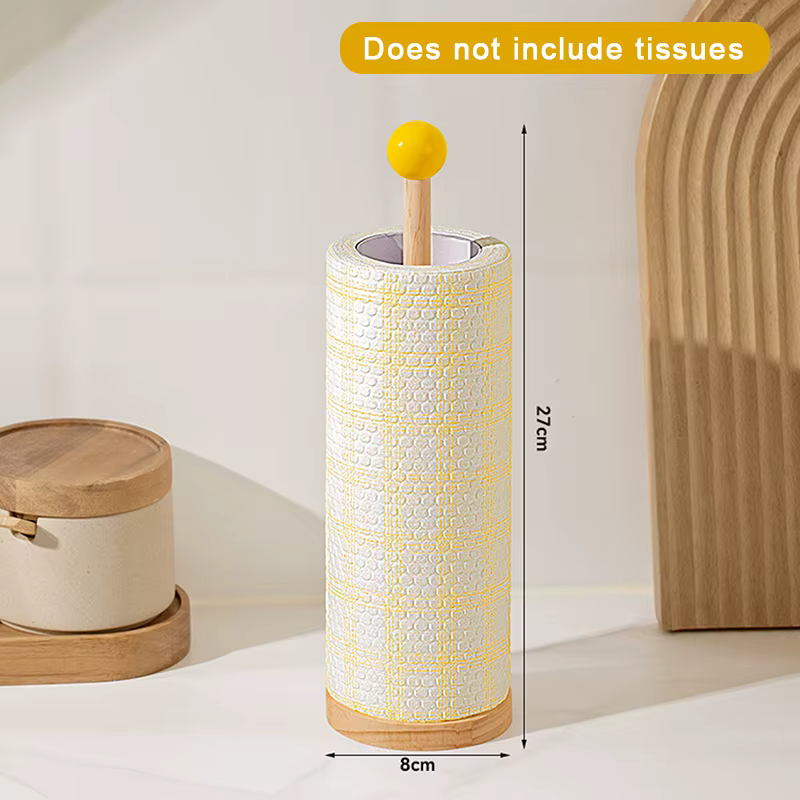 Porte-rouleau de papier de cuisine en bois, support Vertical pour mouchoirs de salle de bains, Pot e