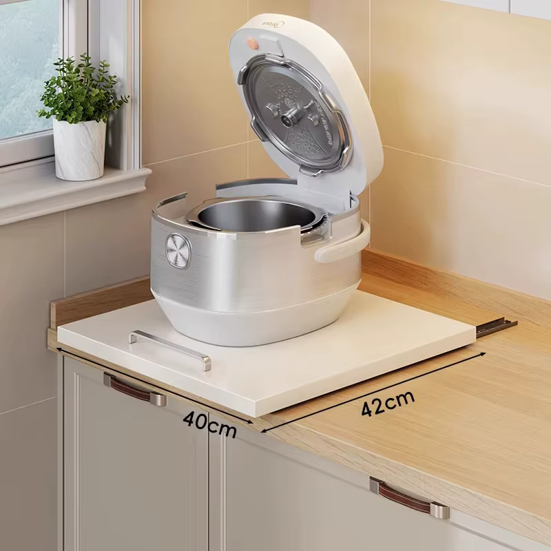 Organisateur de tiroir coulissant avec poignée, robuste, blanc crème, plateau coulissant large et pr