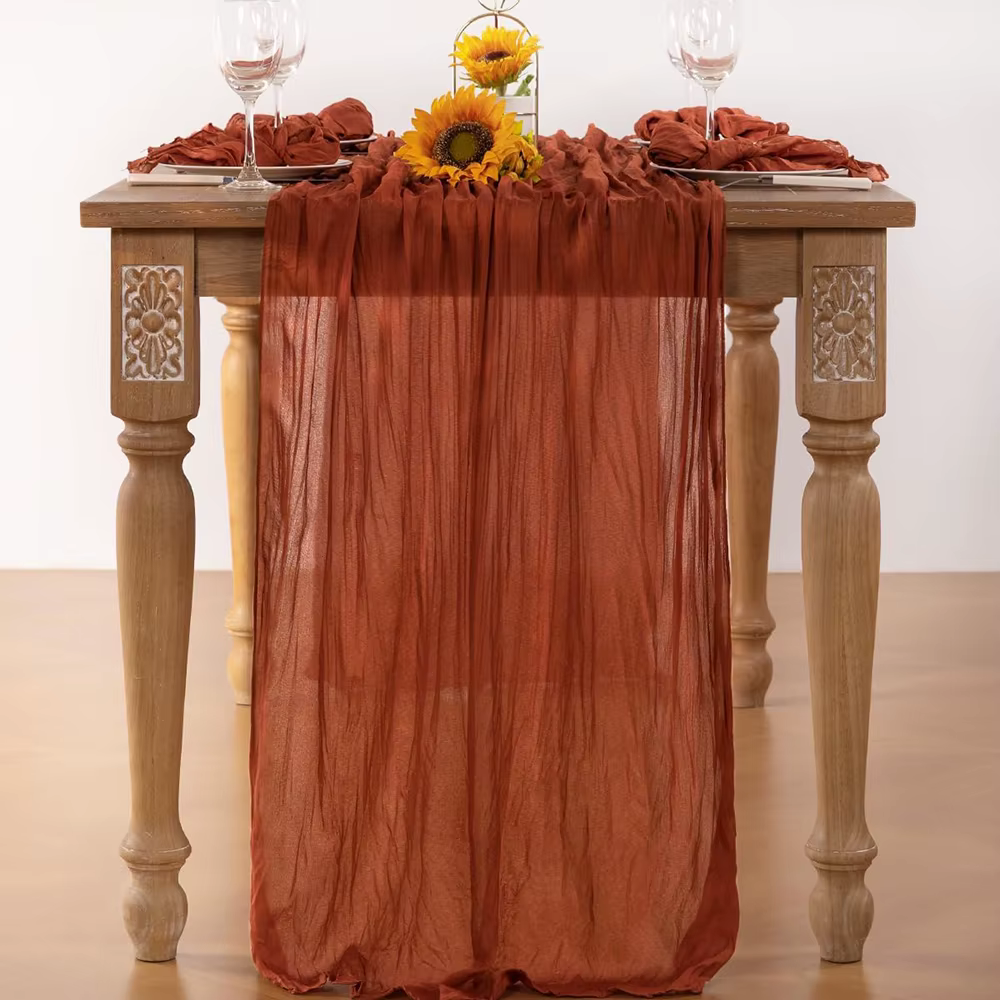 Chemin de Table bleu Royal, style Boho, gaze rustique, chemin de Table en gaze, pour fête de mariage