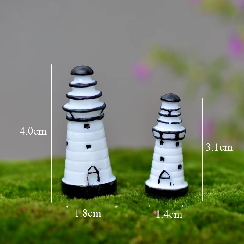 Mini artisanat de décoration de maison de jardin de nickel é de phare blanc de tour, décor de maison