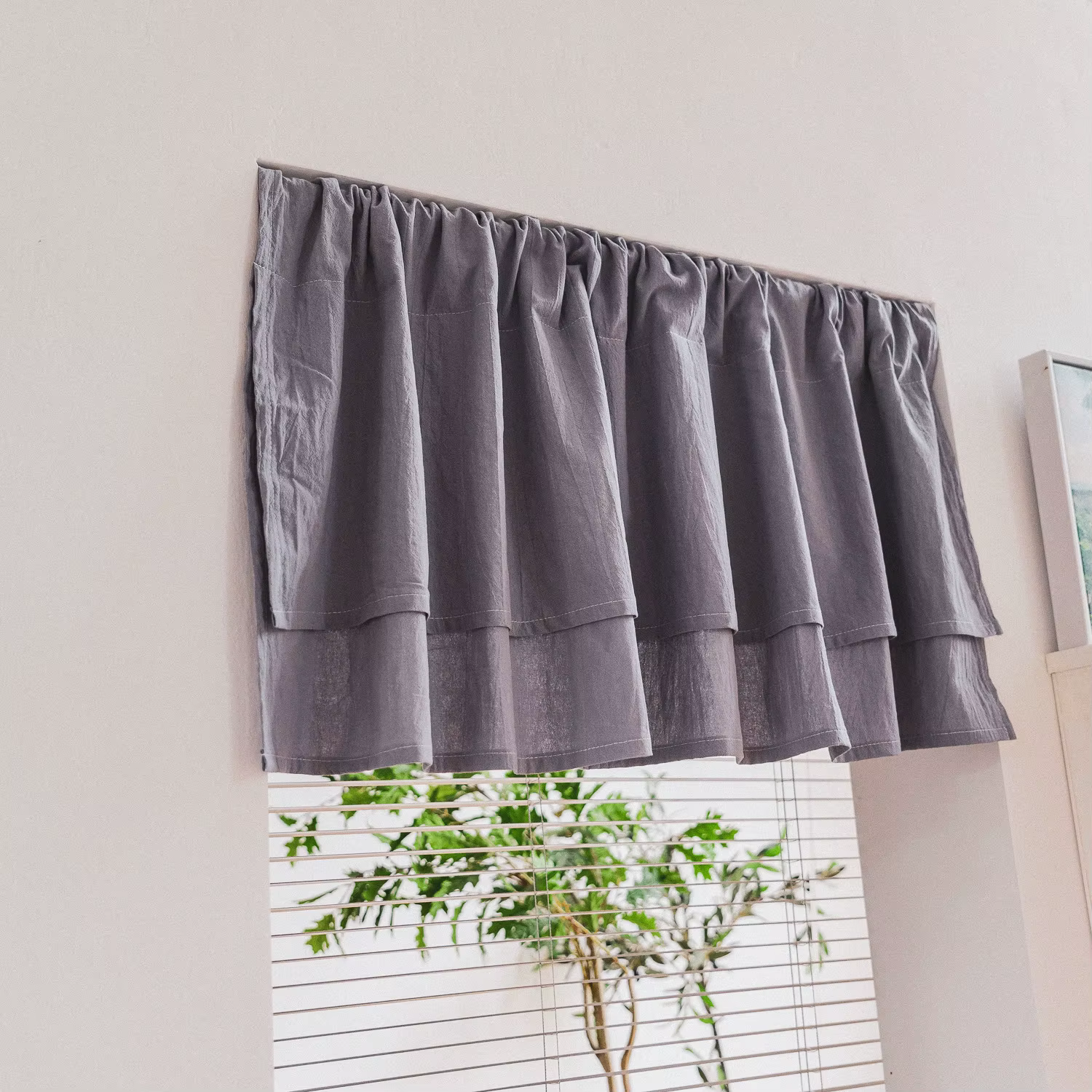 Rideau court style ferme 100% coton pour salle de bain, petite fenêtre, rideaux à passe-tringle, déc