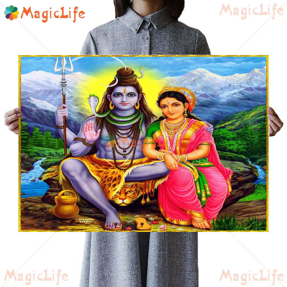 Shiva famille Parvati hindouisme Religion Hanuman imprime images murales pour salon affiche mur Art 