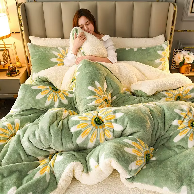 Literie d'hiver épaisse couette couverture épaissie chaude flanelle polaire couette pour les nuits f