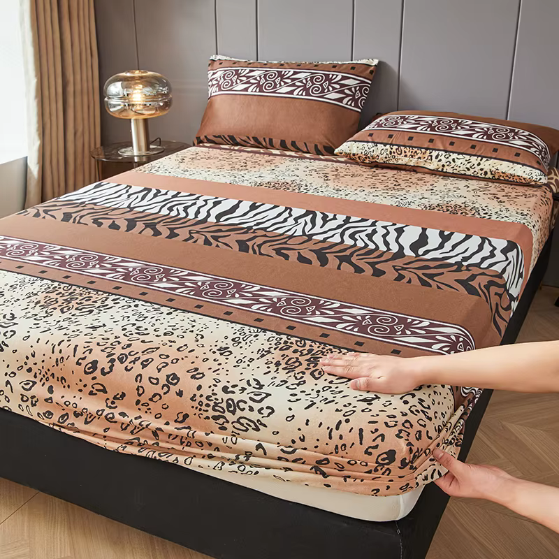 Ensemble de draps imprimés avec taie d'oreiller, housse de lit respectueuse de la peau, drap-housse 
