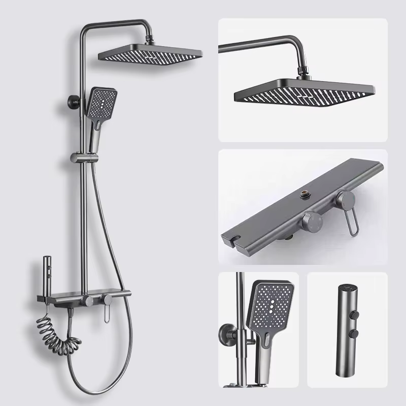 VGX système de douche chromé de luxe ensemble de robinets de douche de salle de bains à quatre fonct