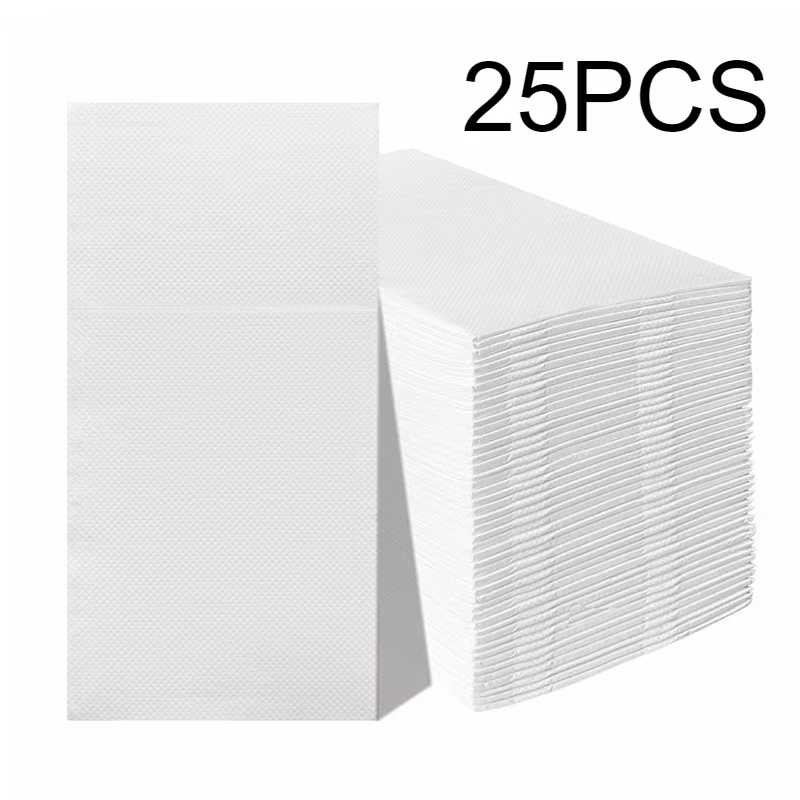 Serviettes en papier blanches pré-pliées, 25/50 pièces, couverts intégrés, serviettes en papier jeta