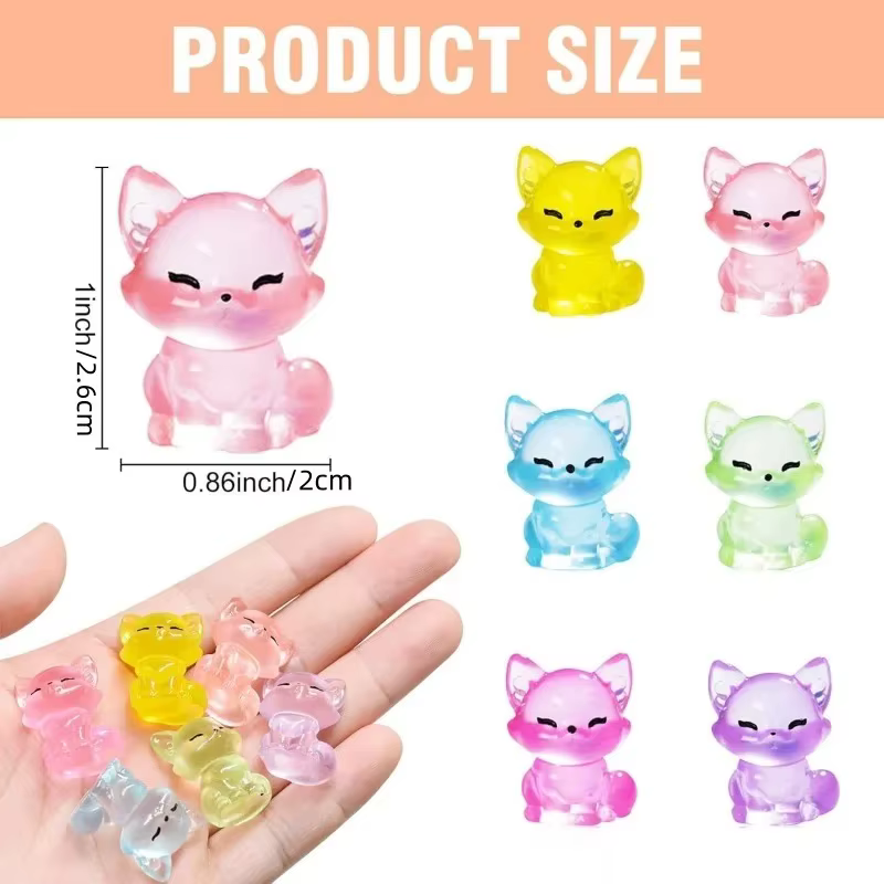 Lot de 10 Ornements de Renard Lumineux Créatifs et Mignons pour Micro-Paysages, Accessoires de Décor