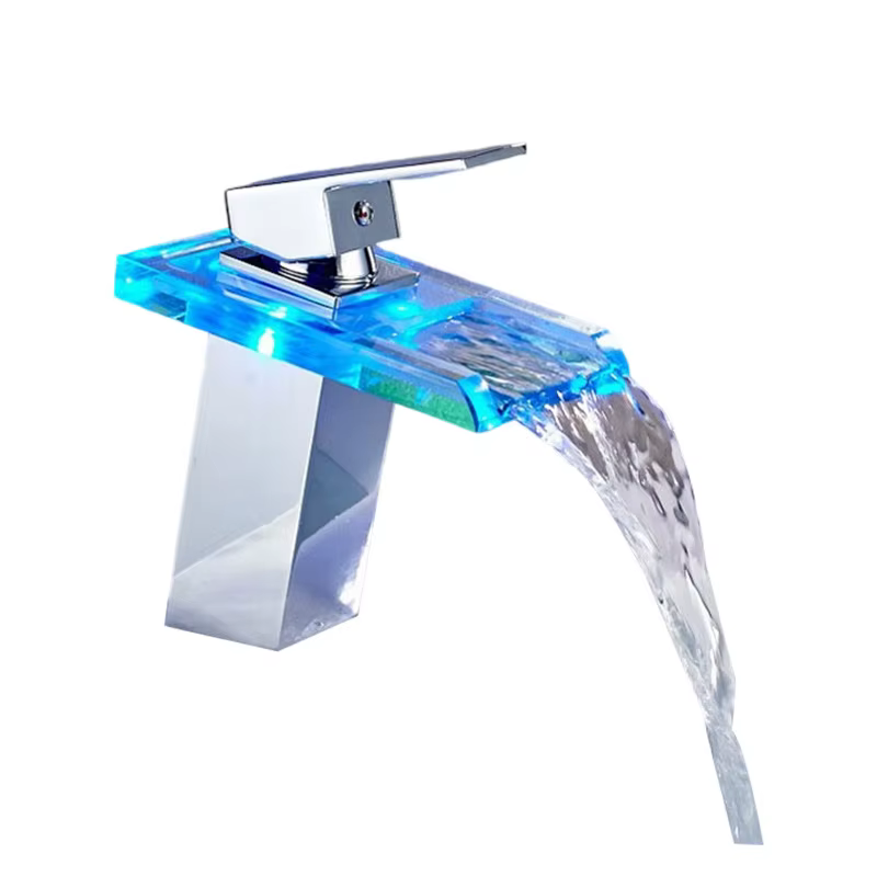 Robinet LED à couleur changeante, salle de bains, lavabo, robinet d'eau froide et chaude, températur