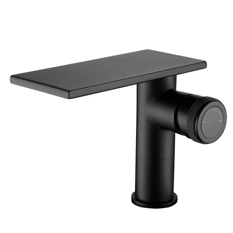Robinet de lavabo cascade de salle de bains, robinets noirs, robinet de bain en laiton, mélangeur d'