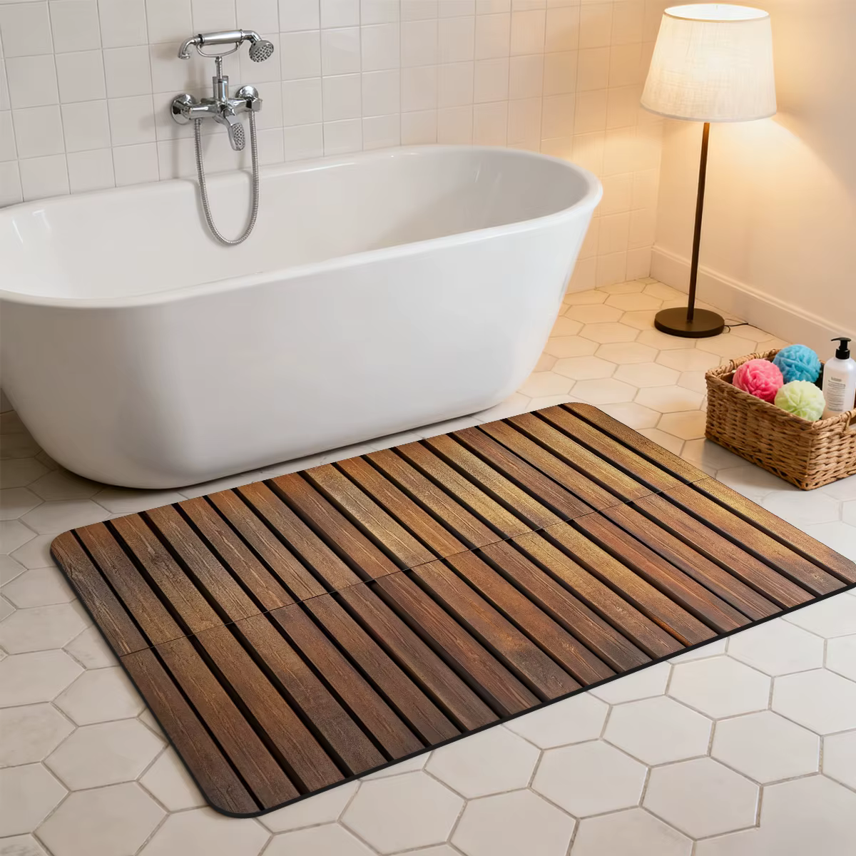 Tapis de pied absorbant côté baignoire Simple et minimaliste, terre diatomée, antidérapant, pour sal