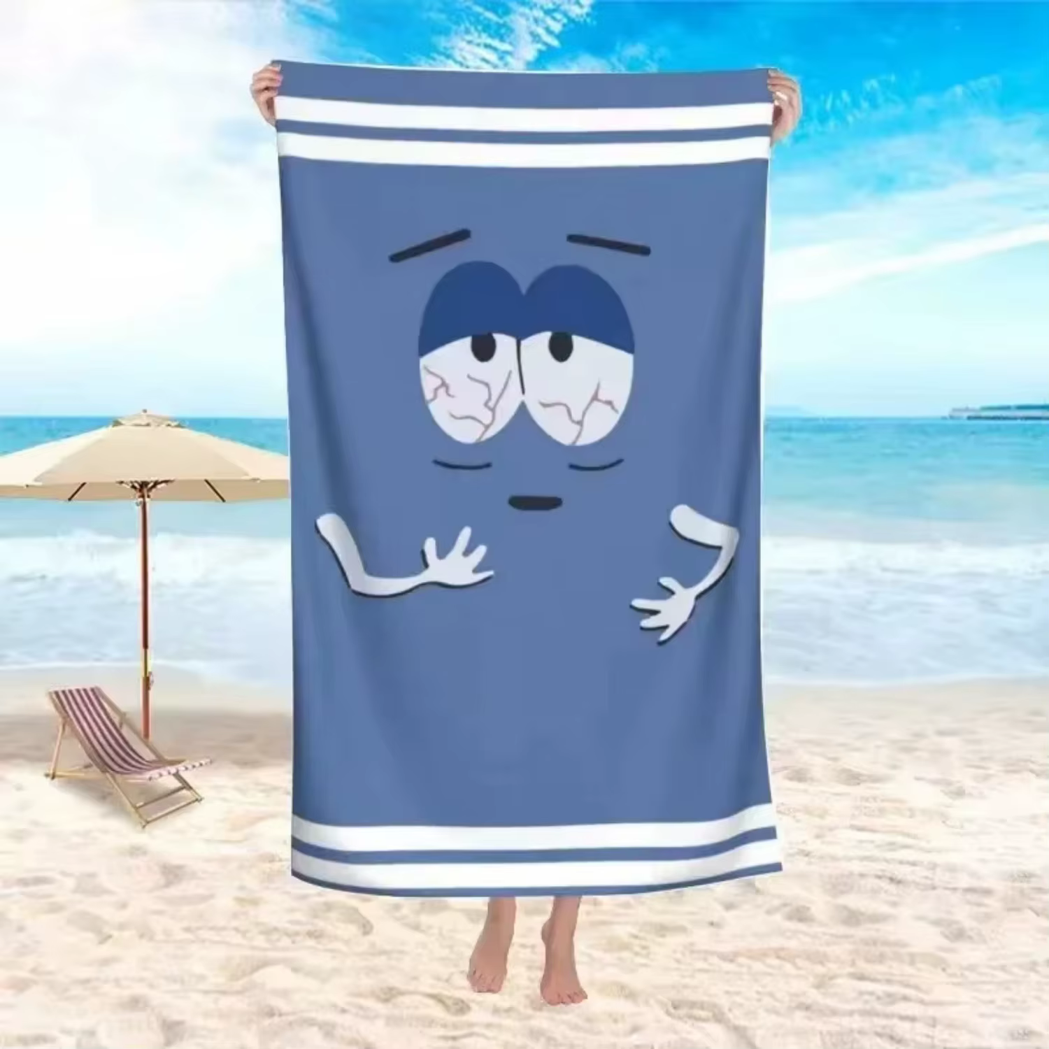 Serviette de plage XXL Towelie de dessin animé, Poncho de Surf à séchage rapide sans sable pour la n