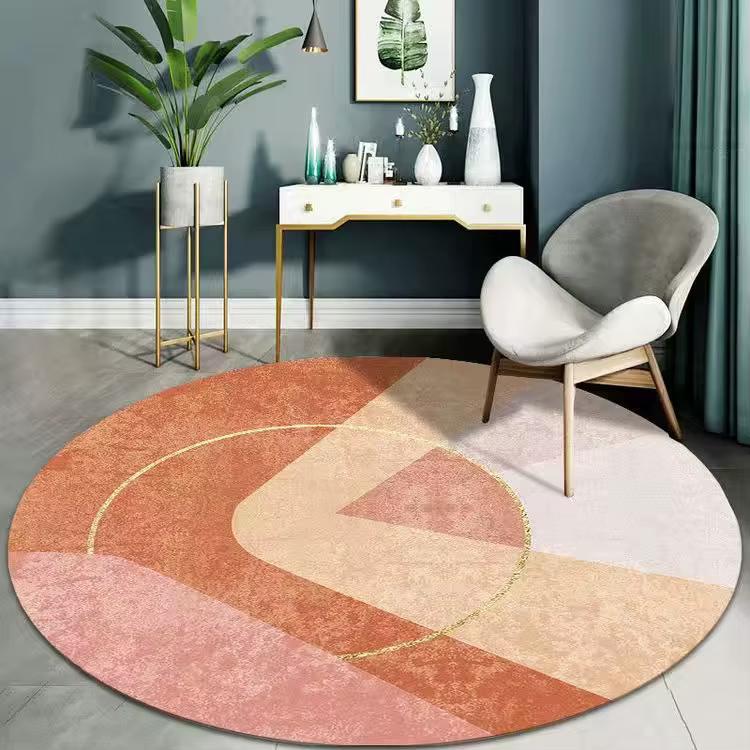 Tapis rond abstrait minimaliste, tapis antidérapant aux couleurs Morandi, tapis absorbant pour la dé