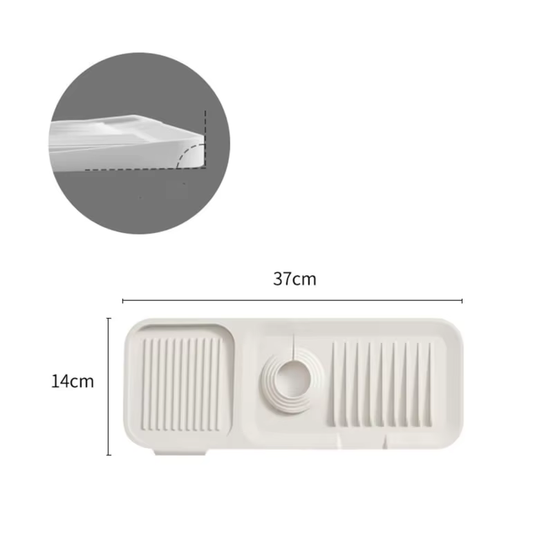 Tapis de protection en silicone pour évier de cuisine, beige moderne, antidérapant, anti-éclaboussur
