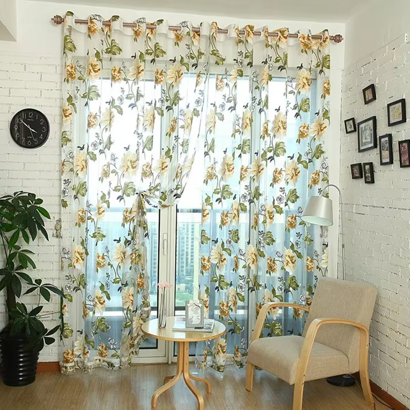 Rideau transparent en Tulle translucide, pour cuisine, chambre à coucher, salon, balcon, porte, fenê