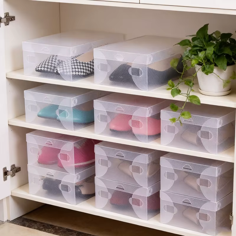Boîte à chaussures transparente 12 pièces, boîte à chaussures empilable, boîte de rangement en plast