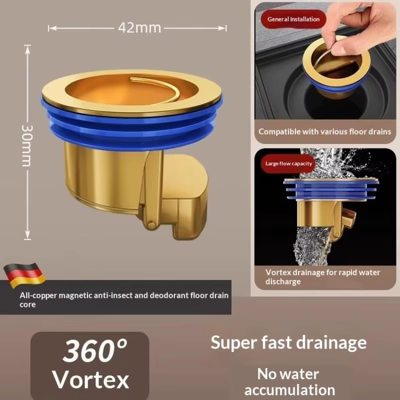 NOUVEAU 1PC Bouchon de vidange en laiton à encastrer, valve anti-odeur, bouchon de vidange de douche