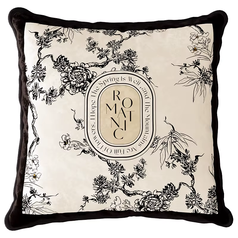 Juste de coussin en velours noir ivoire rétro, housse de coussin de canapé, luxe chinois, maison, ch