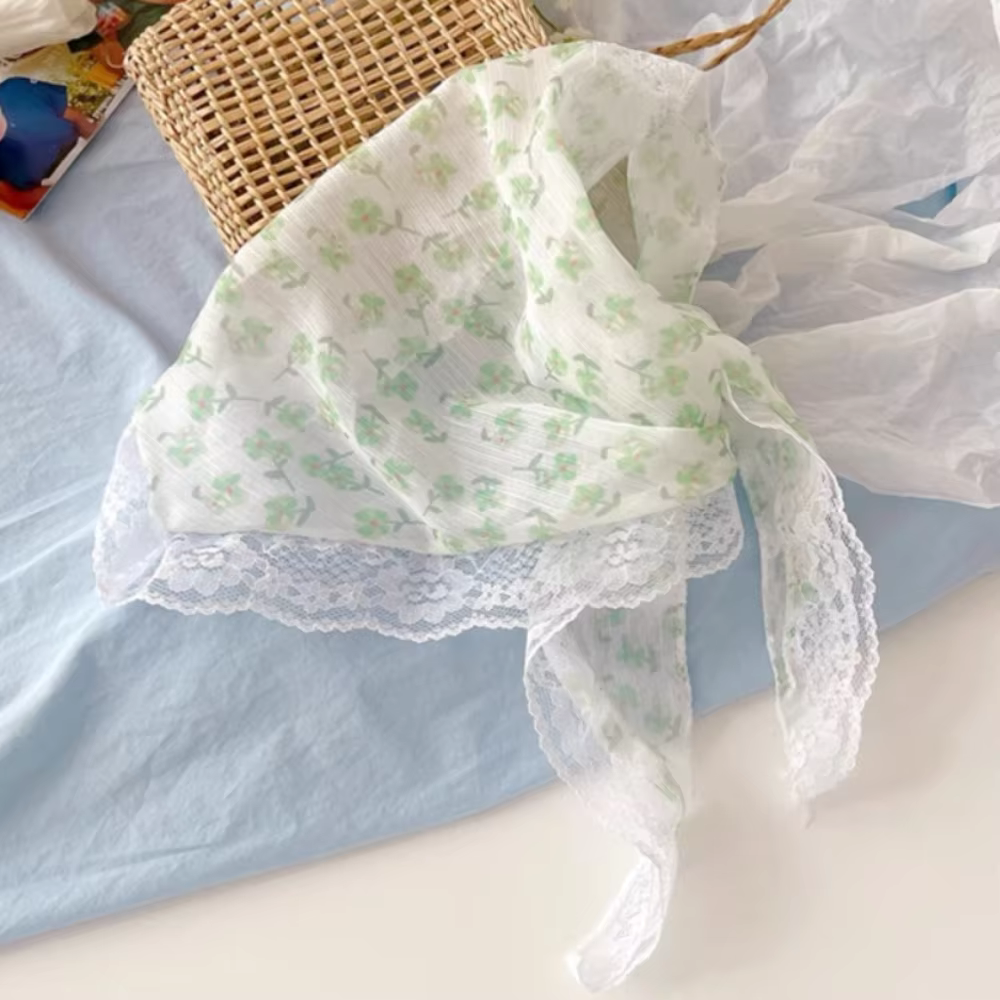 Nouveau Style français Triangle écharpe petites fleurs tissu Turban Bandana cheveux accessoires dent