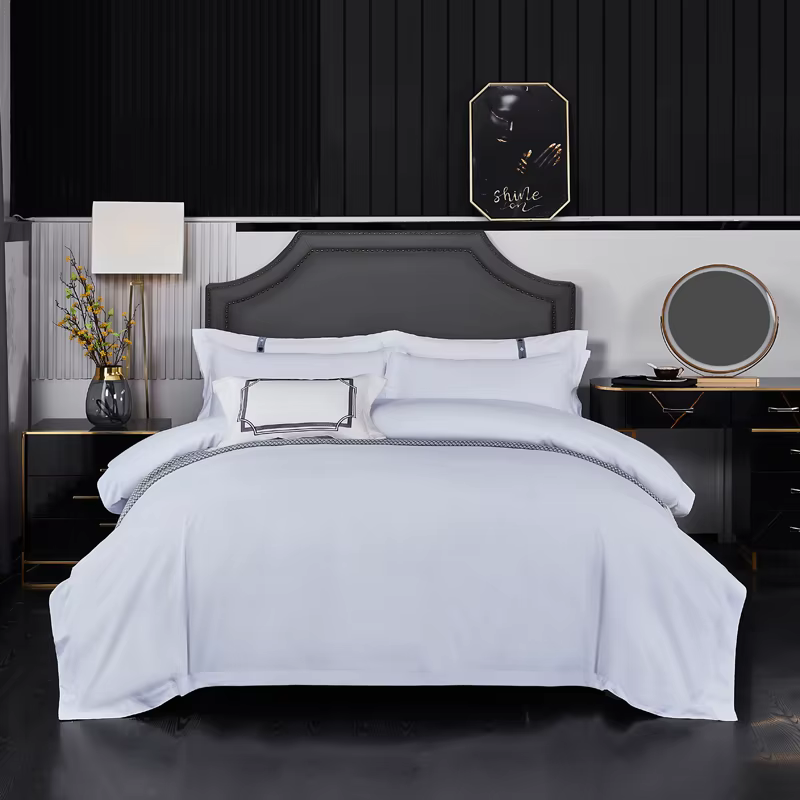 Parure de lit simple pour hôtels 5 étoiles, 3/4 pièces, housse de table, drap, taies d'oreiller, dou