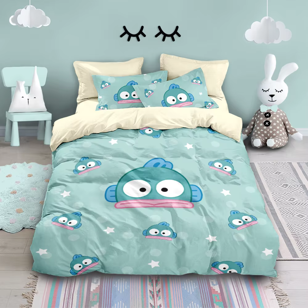 Parure de lit pour enfants, motif poisson-clown, ensemble de housse de couette Hangyodon, style mais