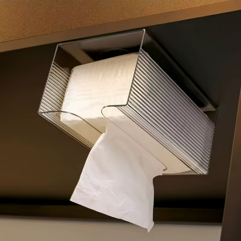 Porte-serviettes en acrylique pour salle de bain, à fixer au mur, transparent, distributeur de papie