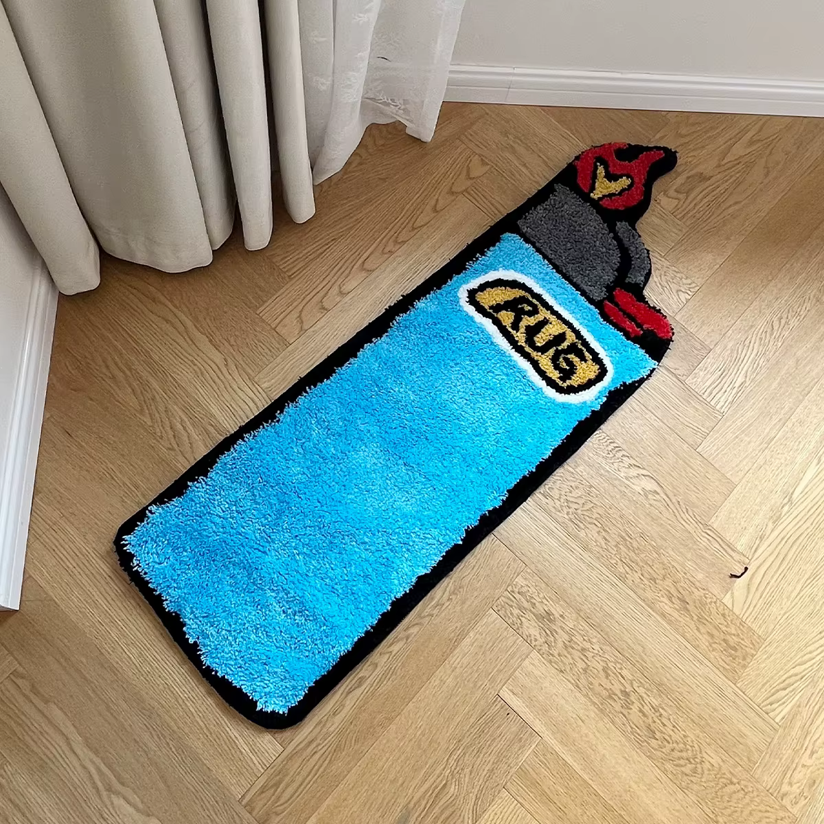 Toufting lea-Grand briquet bleu pour chambre à coucher, salon, tapis de chevet, porte, sol, coussin 
