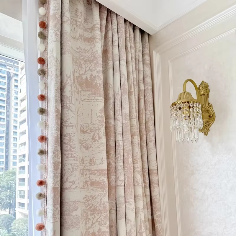 Rideaux français roses rétro, en tissu Jacquard Chenille américain, pour salon, salle à manger, cham