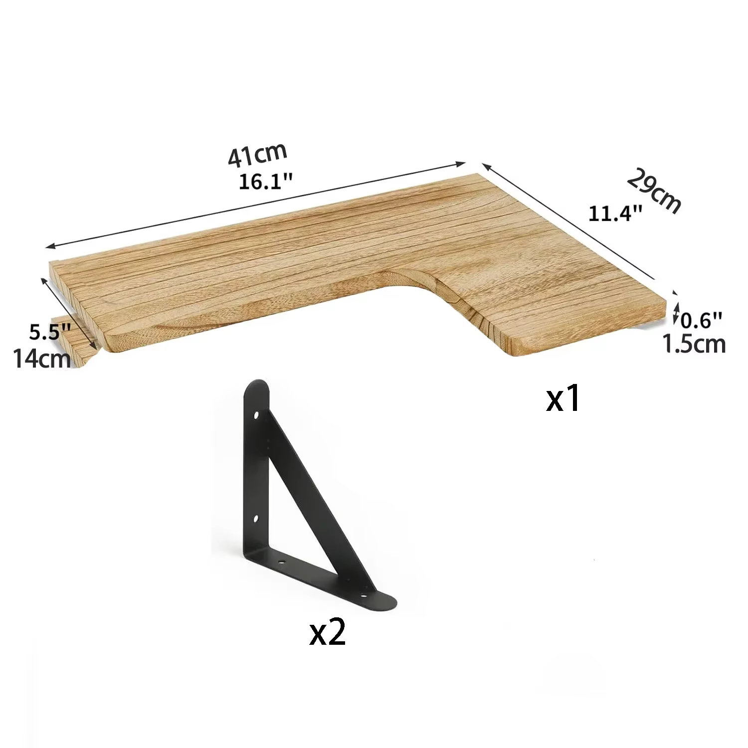 1 ensemble d'étagères d'angle murales en bois pour chambre, salle de bain, salon, cuisine, buanderie