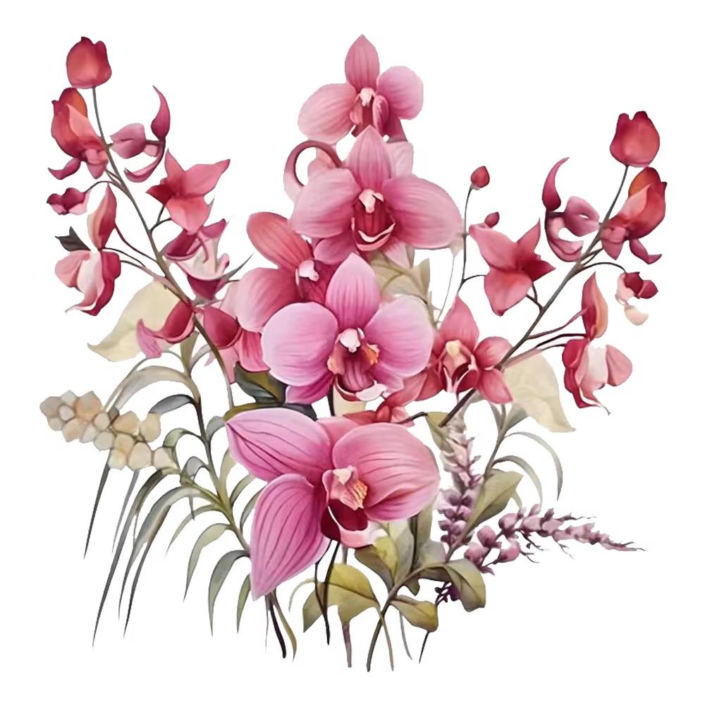Autocollants auto-adhésifs en forme de fleur d'orchidée, décoration murale pour chambre à coucher, e