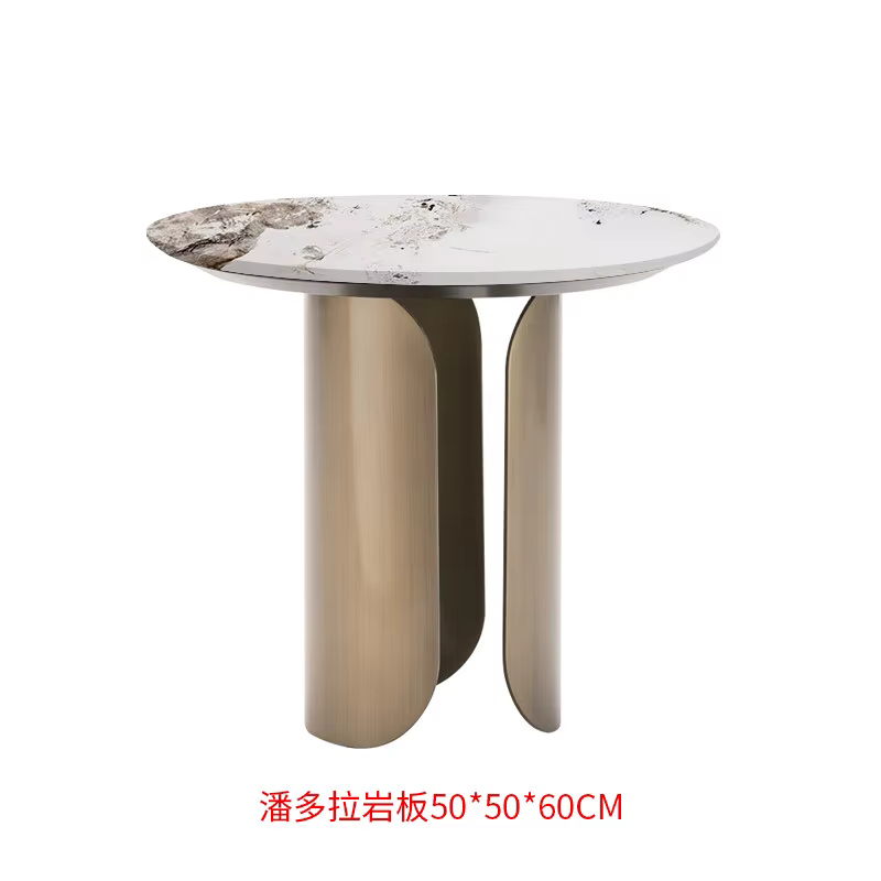 Table Basse Moderne Bauhaus de Luxe en Marbre Ronde, Table Centrale Élevable, Meuble Vintage
