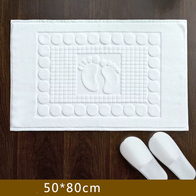 Tapis de sol 3D blanc à motif de pieds, pour hôtel, maison, salle de bain, 100% coton, antidérapant,