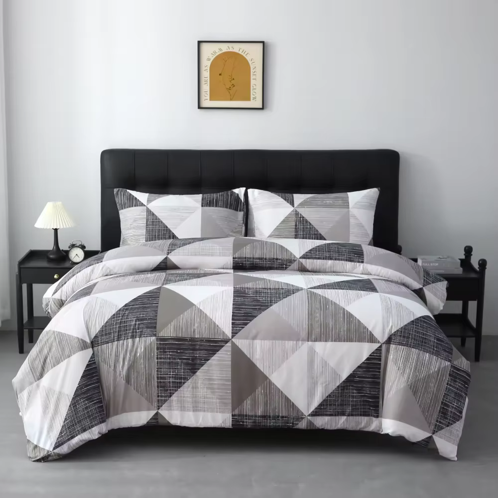 2/3 pièces ensemble de housse de couette en polyester imprimé abstrait doux et respirant, 1 housse d