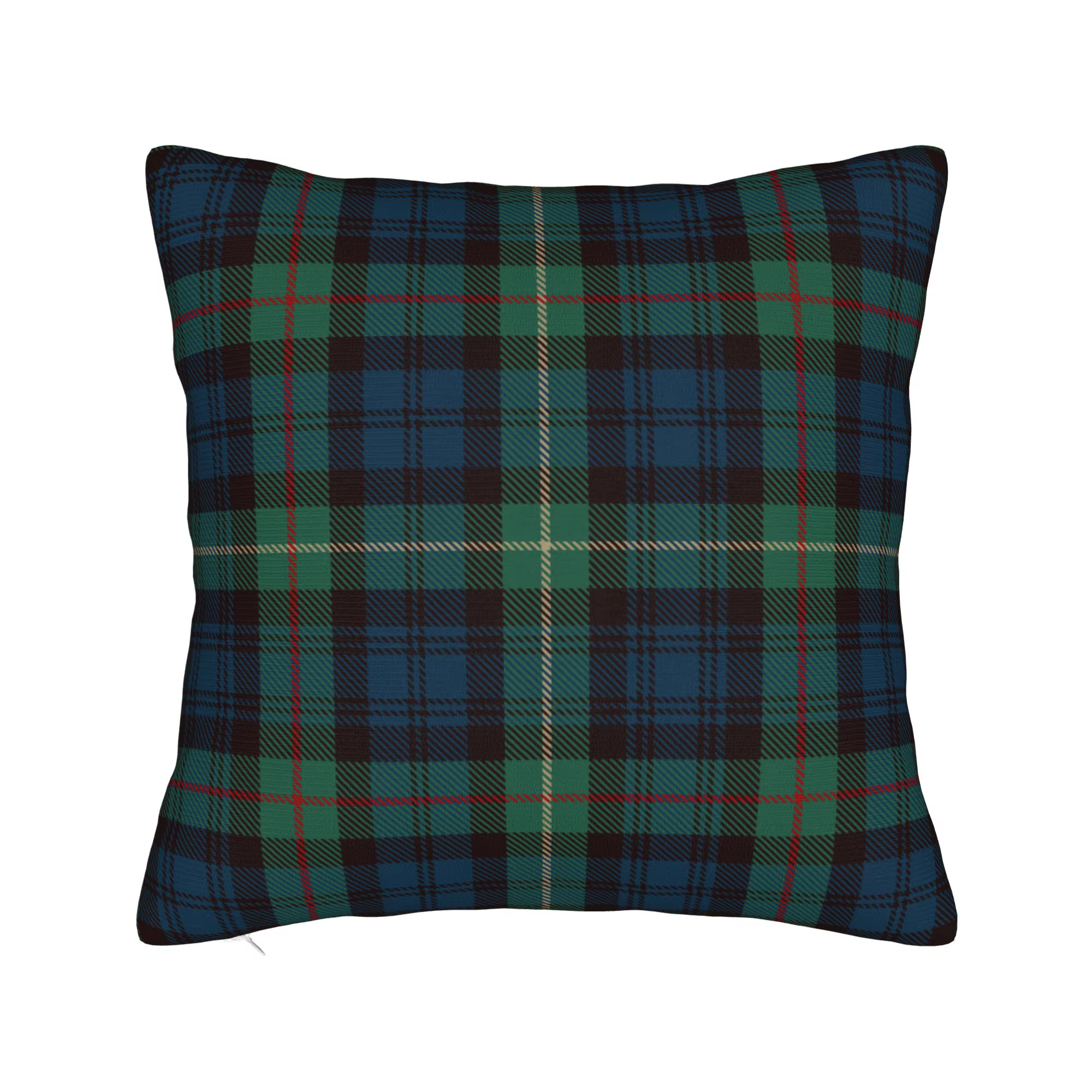 Tartan rustique vert et bleu noir montre Plaid vacances taie d'oreiller impression tissu housse de c