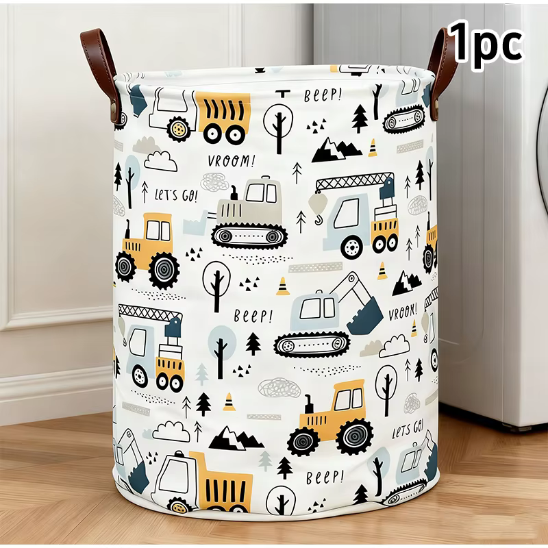 Panier à linge au design de véhicule de chantier, grande capacité, imprimé dessin animé, pliable, ro