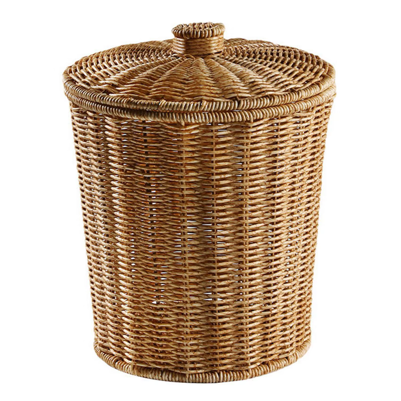 Corbeille tissée ronde en rotin avec couvercle, corbeille à ordures, panier de rangement tissé, jard