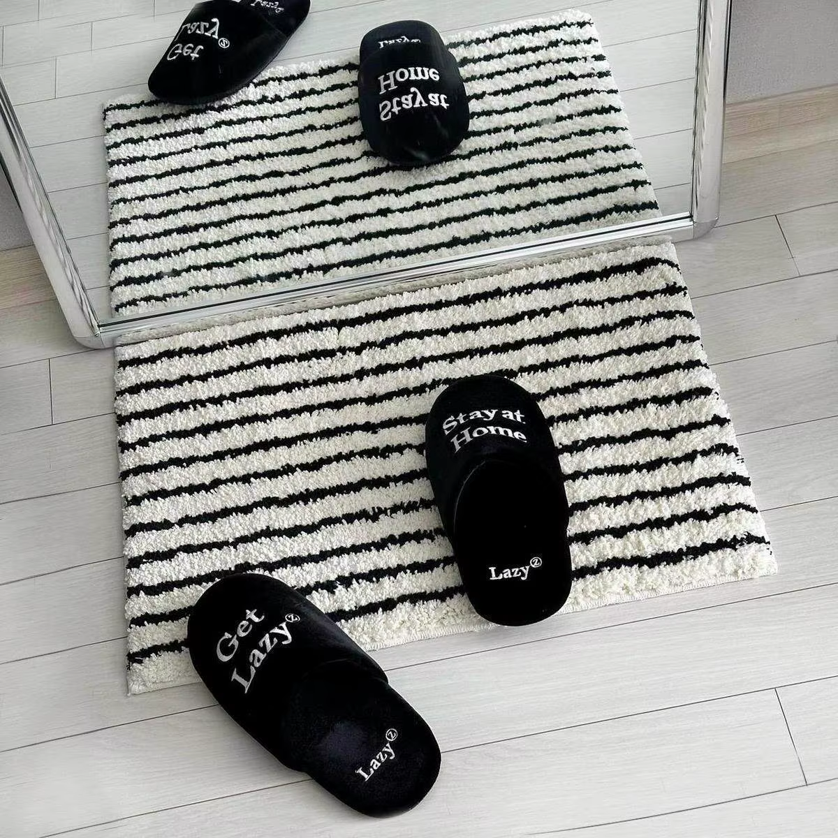 VIKAMA Tapis Rayé Moderne Minimaliste Style Instagram Salon, Chambre à Coucher, Salle de Bain Ambian