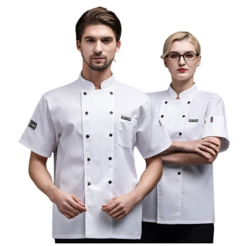 Uniforme de Chef de cuisine de Restaurant d'été, noir et blanc, vêtements de travail en maille respi